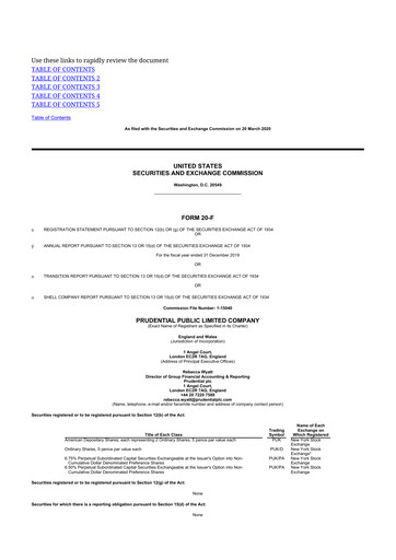 Thumbnail Prudential 20-F Annual Report 2019