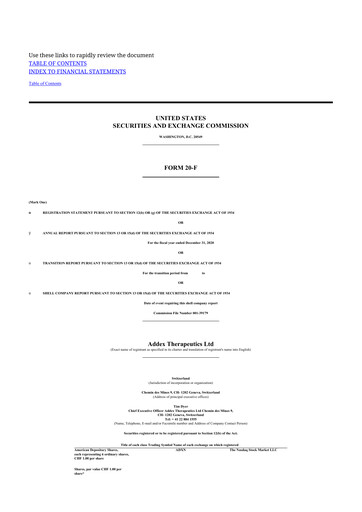 Vorschaubild Addex Therapeutics 20-F Jahresbericht 2020