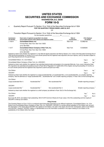 Thumbnail Consolidated Edison 10-Q Quarterly Report FY2016 