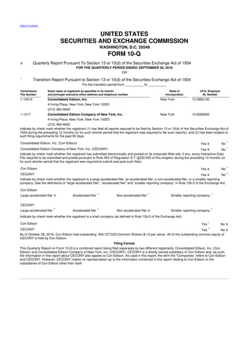 Thumbnail Consolidated Edison 10-Q Quarterly Report FY2016 