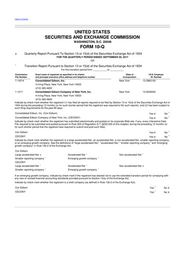 Thumbnail Consolidated Edison 10-Q Quarterly Report FY2017 