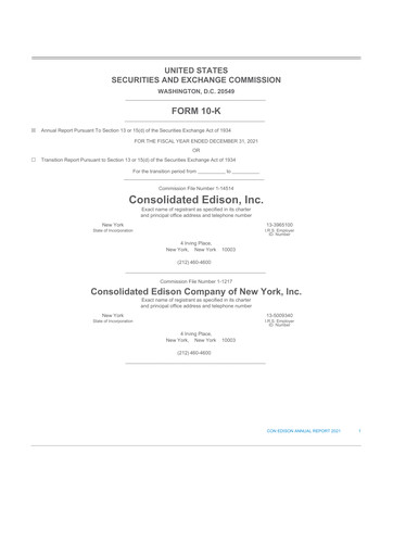 Thumbnail Consolidated Edison 10-K Annual Report 