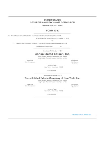Thumbnail Consolidated Edison 10-K Annual Report 