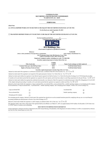 Thumbnail IES Holdings 10-K Annual Report 2019