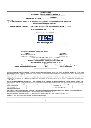 Thumbnail IES Holdings 10-Q Quarterly Report FY2021 