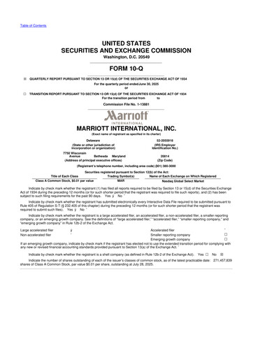 Thumbnail Marriott International 10-Q Quarterly Report FY2025 