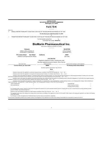 Thumbnail BioMarin Pharmaceutical 10-K Annual Report 