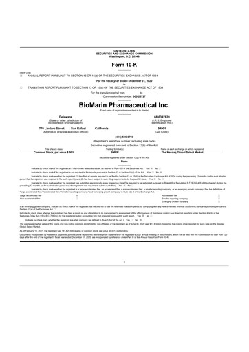 Thumbnail BioMarin Pharmaceutical 10-K Annual Report 2020