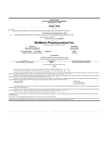 Thumbnail BioMarin Pharmaceutical 10-K Annual Report 2022