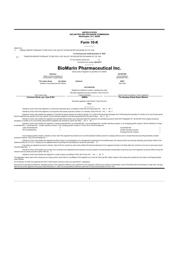 Thumbnail BioMarin Pharmaceutical 10-K Annual Report 2024