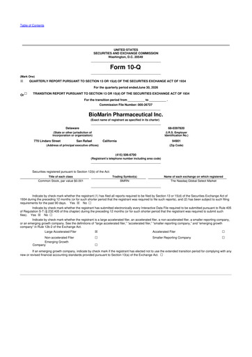 Vorschaubild BioMarin Pharmaceutical 10-Q Quartalsbericht 2026 