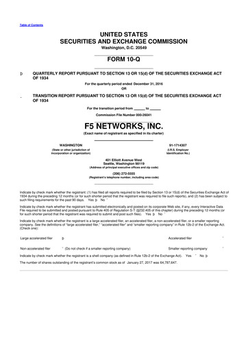 Vorschaubild F5 10-Q Quartalsbericht 2017 