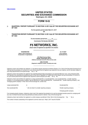 Vorschaubild F5 10-Q Quartalsbericht 2017 