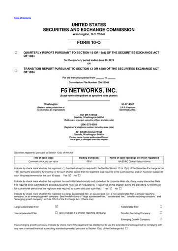 Vorschaubild F5 10-Q Quartalsbericht 2019 
