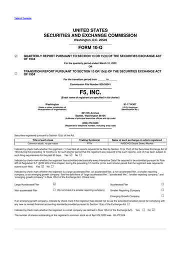 Vorschaubild F5 10-Q Quartalsbericht 2022 
