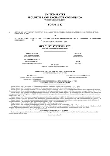 Thumbnail Mercury Systems 10-K Annual Report 2014