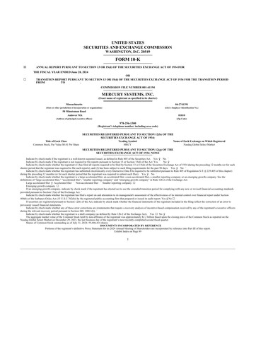 Thumbnail Mercury Systems 10-K Annual Report 2024