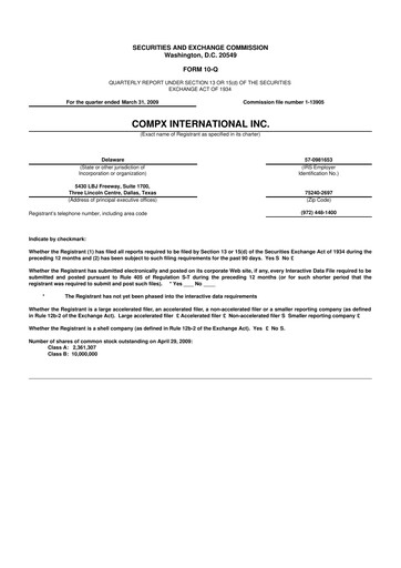 Thumbnail CompX International 10-Q Quarterly Report FY 