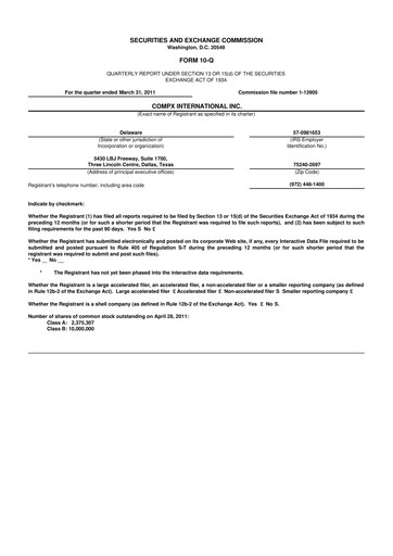 Thumbnail CompX International 10-Q Quarterly Report FY 
