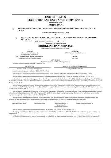 Thumbnail Brookline Bancorp 10-K Annual Report 2014