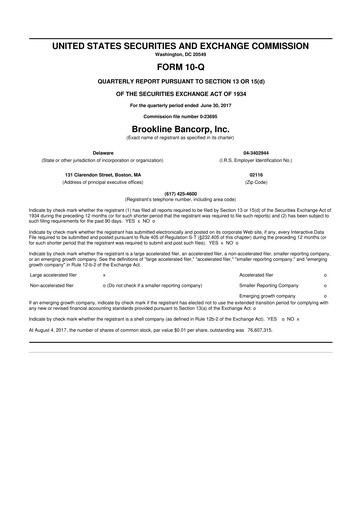 Thumbnail Brookline Bancorp 10-Q Quarterly Report FY2017 
