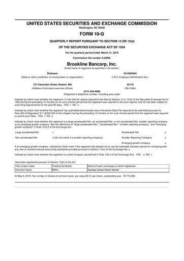 Thumbnail Brookline Bancorp 10-Q Quarterly Report FY2019 