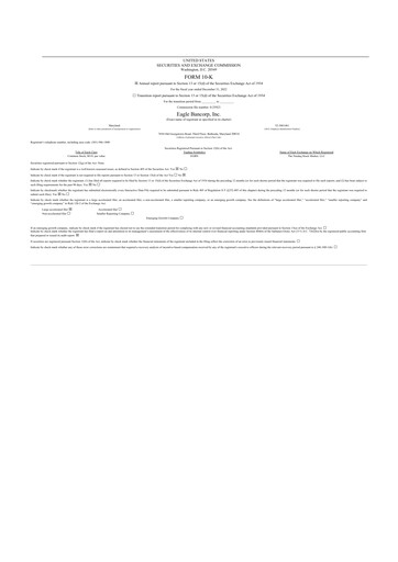 Thumbnail Eagle Bancorp 10-K Annual Report 2022