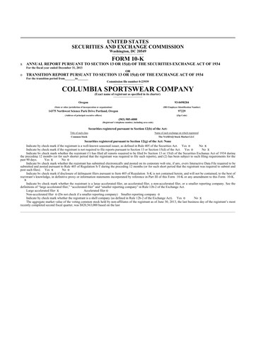 Thumbnail Columbia Sportswear
 10-K Annual Report 2013