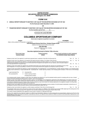 Thumbnail Columbia Sportswear
 10-K Annual Report 2025