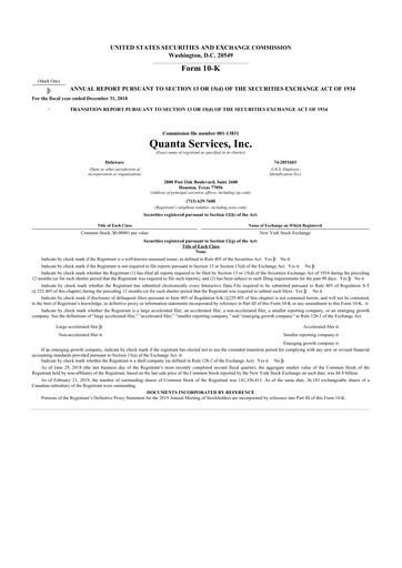 Thumbnail Quanta Services
 10-K Annual Report 2018