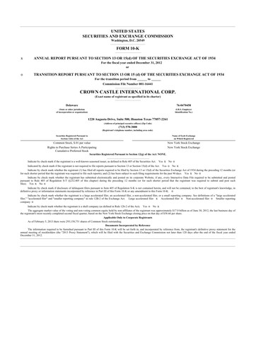 Thumbnail Crown Castle 10-K Annual Report 2012