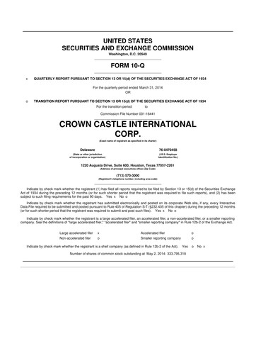 Thumbnail Crown Castle 10-Q Quarterly Report FY2014 