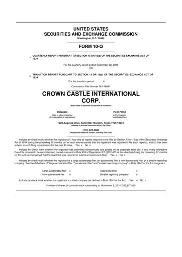 Thumbnail Crown Castle 10-Q Quarterly Report FY2014 