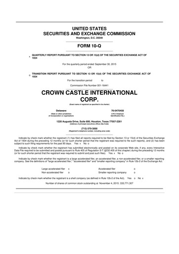 Thumbnail Crown Castle 10-Q Quarterly Report FY2015 