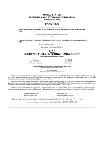 Thumbnail Crown Castle 10-Q Quarterly Report FY2016 