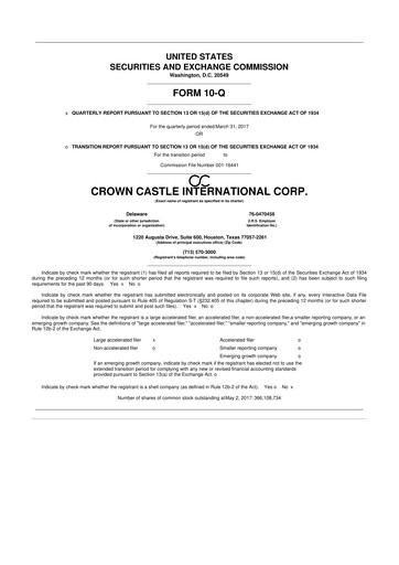 Thumbnail Crown Castle 10-Q Quarterly Report FY2017 