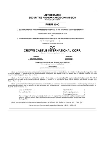 Thumbnail Crown Castle 10-Q Quarterly Report FY2018 