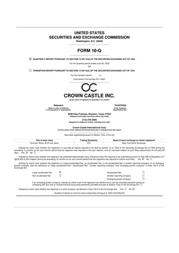 Thumbnail Crown Castle 10-Q Quarterly Report FY2022 