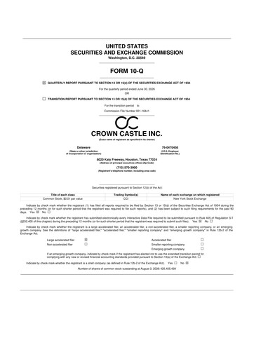 Vorschaubild Crown Castle 10-Q Quartalsbericht 2026 