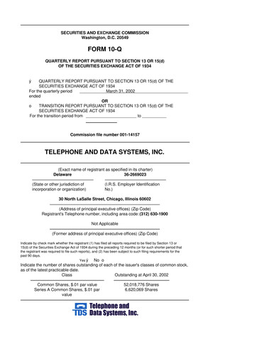 Thumbnail Telephone and Data Systems
 10-Q Quarterly Report FY 