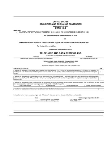 Thumbnail Telephone and Data Systems
 10-Q Quarterly Report FY2013 