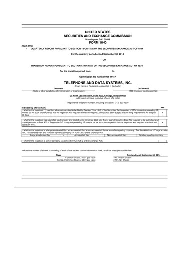 Thumbnail Telephone and Data Systems
 10-Q Quarterly Report FY2014 