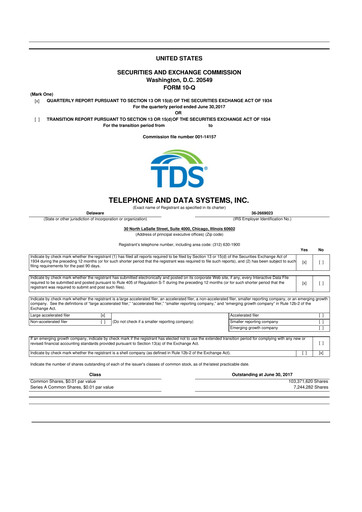 Thumbnail Telephone and Data Systems
 10-Q Quarterly Report FY2017 