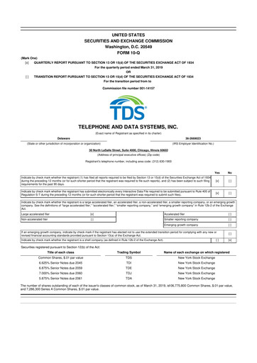 Thumbnail Telephone and Data Systems
 10-Q Quarterly Report FY2019 