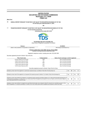 Thumbnail Telephone and Data Systems
 10-K Annual Report 2019