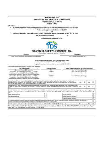 Thumbnail Telephone and Data Systems
 10-Q Quarterly Report FY2021 