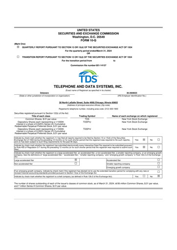 Thumbnail Telephone and Data Systems
 10-Q Quarterly Report FY2024 