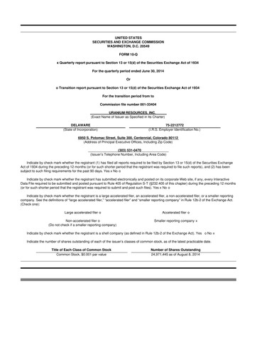 Thumbnail Westwater Resources
 10-Q Quarterly Report FY2014 