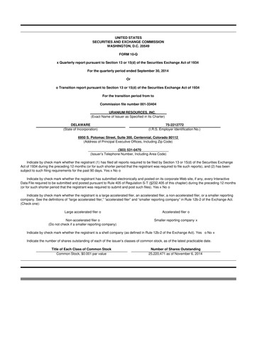Thumbnail Westwater Resources
 10-Q Quarterly Report FY2014 