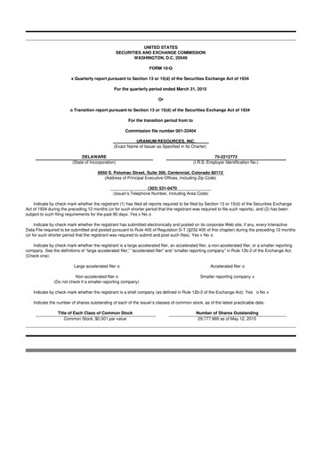 Thumbnail Westwater Resources
 10-Q Quarterly Report FY2015 